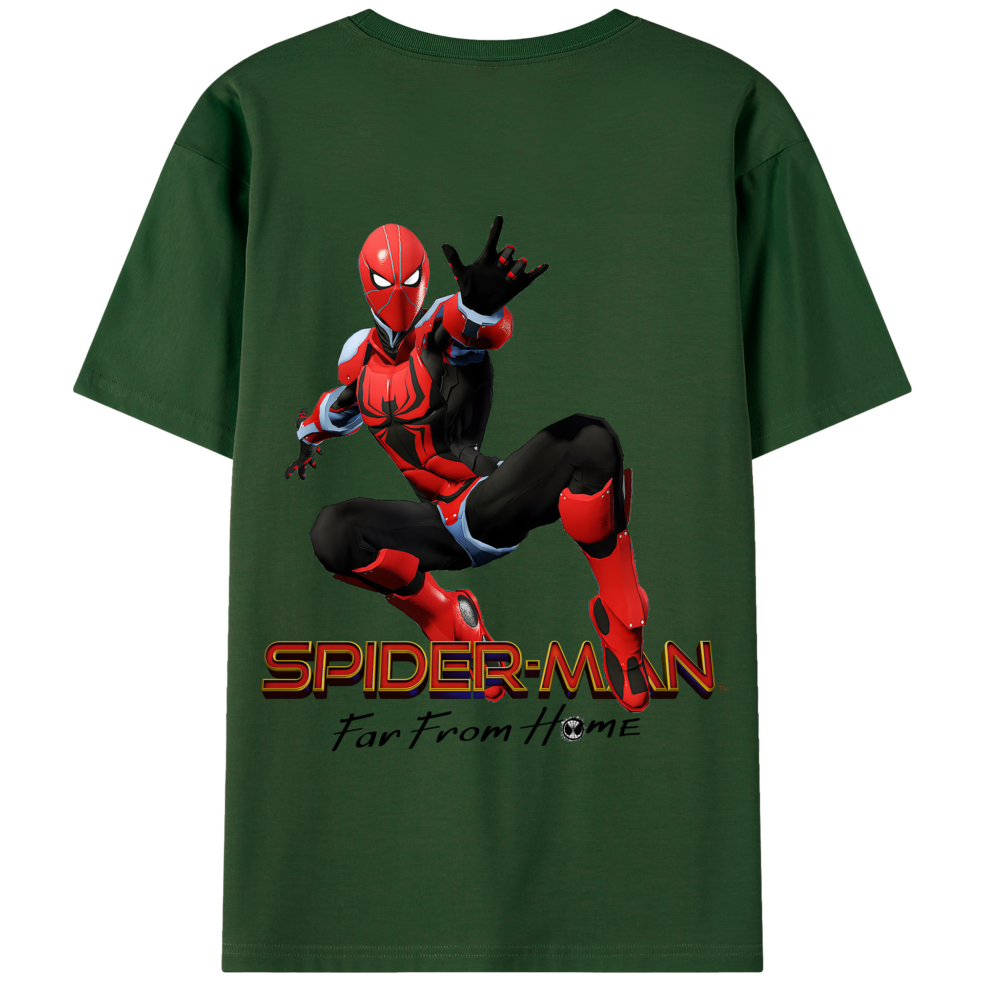 （画像用） Spider Man スパイダーマン 綿100％半袖Tシャツ（背面プリント）